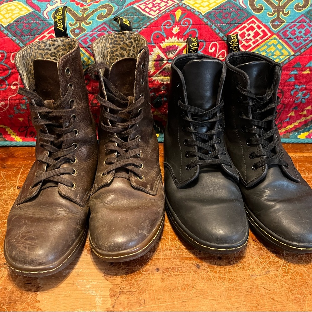 black and brown doc martens